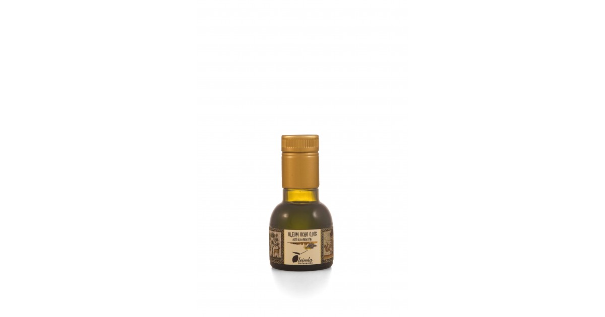 Aceite de Oliva Virgen Extra 20x100ml. Oleum Ocho Ojos Arbequino y Koroneiki Blend